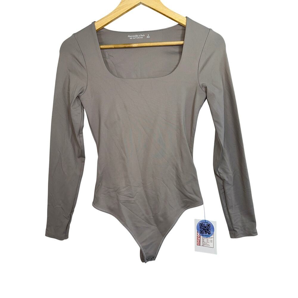 Abercrombie & Fitch Soft AF Brown Square Neck Long Sleeve Bodysuit Top Womens S